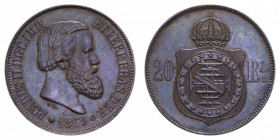 BRASIL PIETRO II 20 REIS 1869 CU. 7,23 GR. SPL+