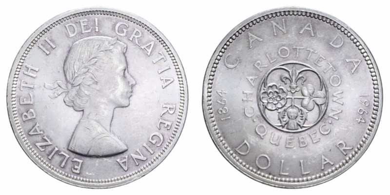 CANADA ELISABETTA II 1 DOLLAR 1964 QUEBEC AG. 23,16 GR. FDC (SEGNI DI CONTATTO)
