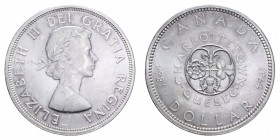 CANADA ELISABETTA II 1 DOLLAR 1964 QUEBEC AG. 23,16 GR. FDC (SEGNI DI CONTATTO)