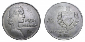 CUBA PESO 1934 AG. 26,71 GR. BB-SPL