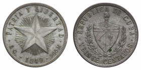 CUBA 20 CENTAVOS 1949 AG. 5,04 GR. SPL