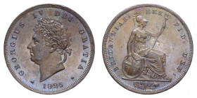 ENGLAND GIORGIO IV PENNY 1825 CU. 18,79 GR. FDC (LEGGERI SEGNETTI E COLPETTI SUL BORDO)