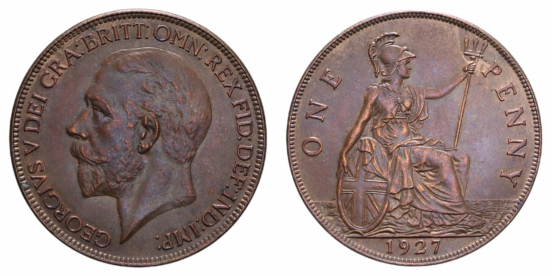 ENGLAND GIORGIO V PENNY 1927 CU. 9,18 GR. SPL-FDC