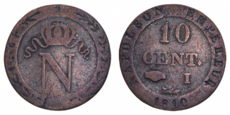 FRANCE NAPOLEONE IMPERATORE 10 CENT. 1810 I CU. 1,76 GR. MB-BB