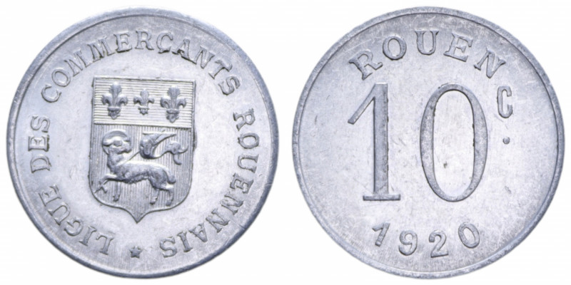 FRANCE MONETAZIONE DI EMERGENZA ROUEN 10 CENT. 1920 IT. 1,13 GR. SPL