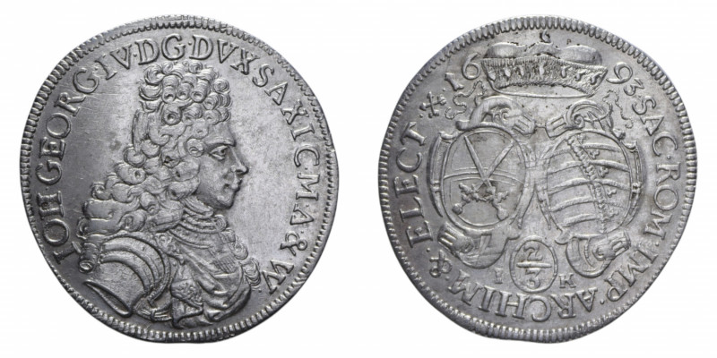GERMANY SASSONIA 2/3 TALLERO 1693 IK AG. 17,14 GR. SPL (APPICCAGNOLO RIMOSSO ACC...