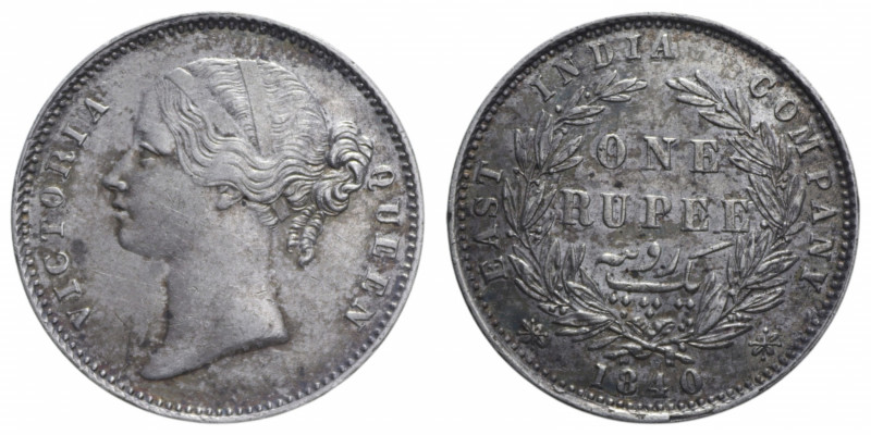 INDIA VICTORIA 1 RUPIA 1840 AG. 11,63 GR. BB-SPL/qSPL