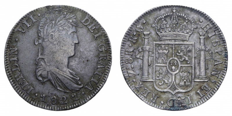 MEXICO FERDINANDO VII ZACATECAS 8 REALES 1821 RG AG. 27 GR. BB-SPL/SPL