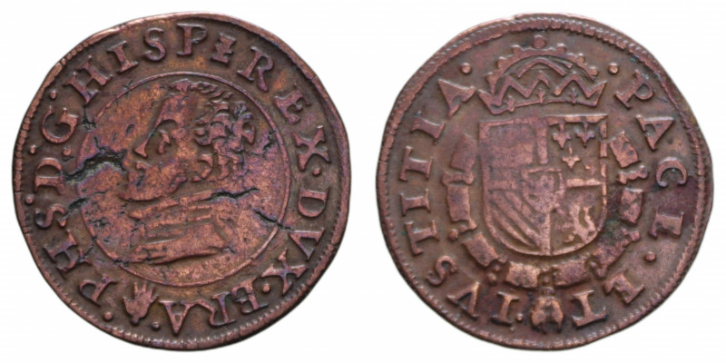 NETHERLANDS SPANISH FELIPE II 1 STATENOORD 1578-1580 ANTWERP CU. 7,06 GR. BB+