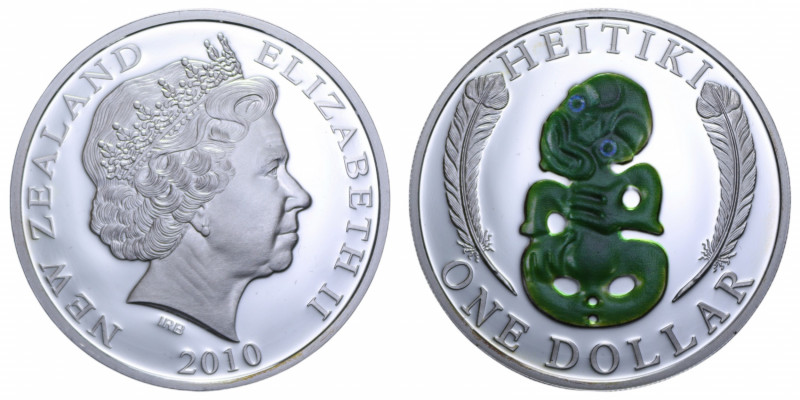 NEW ZELAND 1 DOLLAR 2010 MAORI CON SMALTO AG. 31,23 GR. PROOF
