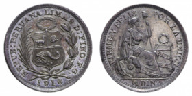 PERU' 1/2 DIN 1916 AG. 1,24 GR. FDC