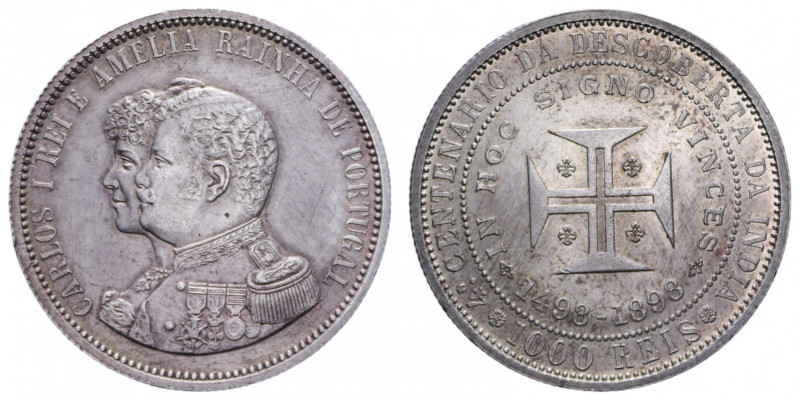 PORTUGAL CARLOS I 1000 REIS 1898 AG. 25,01 GR. qSPL/SPL