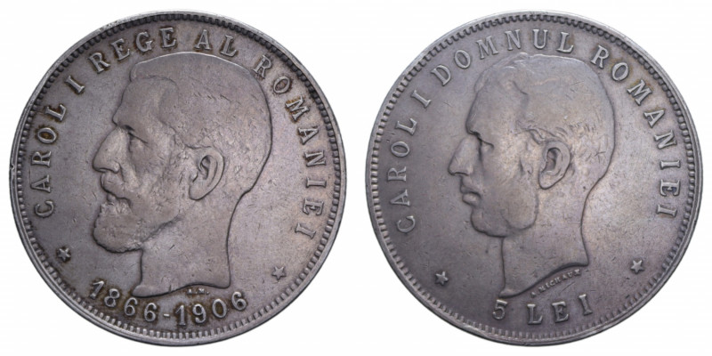 ROMANIA CARLO I 5 LEI 1906 AG. 24,83 GR. BB