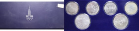 RUSSIA SERIE 6 MONETE DA 10 E 5 RUBLI 1980 OLIMPIADI DI MOSCA AG. IN COFANETTO FDC