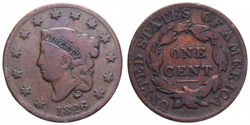 USA 1 CENT 1826 CU. 10,87 GR. qBB