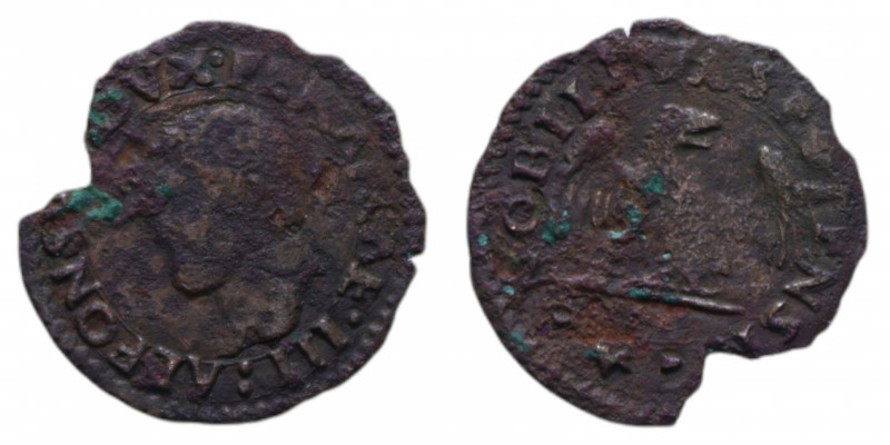 FERRARA ALFONSO I D'ESTE (1505-1534) DENARO MIR. 284 CU. 0,94 GR. MB+