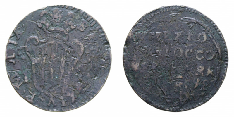 FERRARA BENEDETTO XIV (1740-1758) MEZZO BAIOCCO 1748 CU. 5,37 GR. MB+