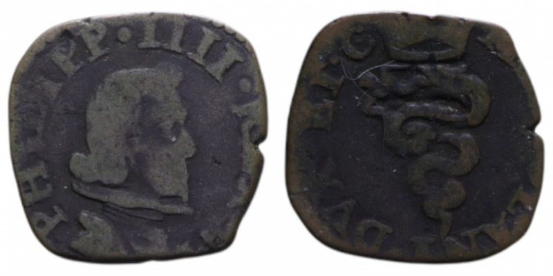 MILANO FILIPPO IV (1621-1665) QUATTRINO MIR. 377 CU. 2,06 GR. MB-BB