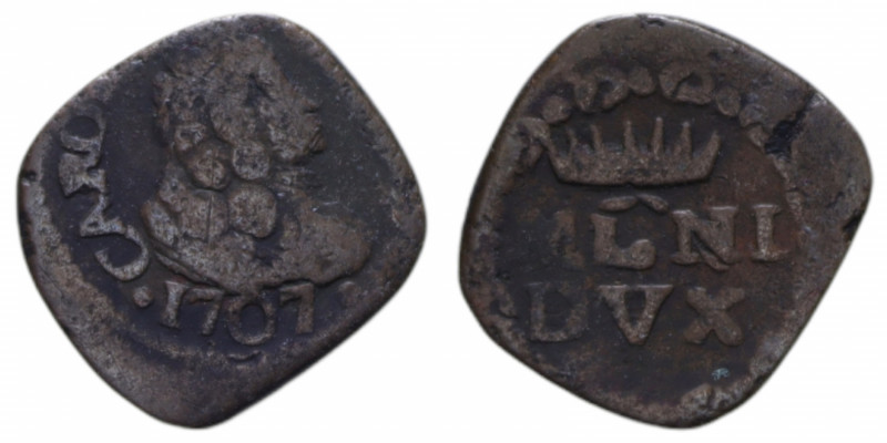 MILANO CARLO III (1707-1740) QUATTRINO 1707 NC MIR. 402/2 CU. 1,99 GR. MB-BB