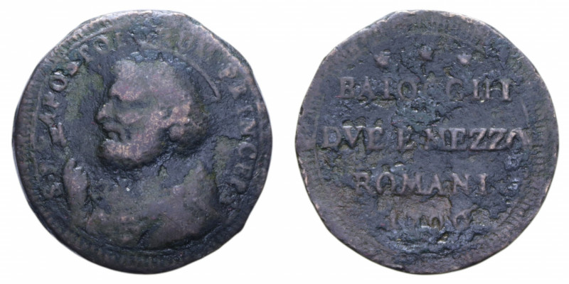 ROMA PIO VI (1775-1799) BAIOCCHI DUE E MEZZO 1796 SAMPIETRINO CU. 15,49 GR. MB+