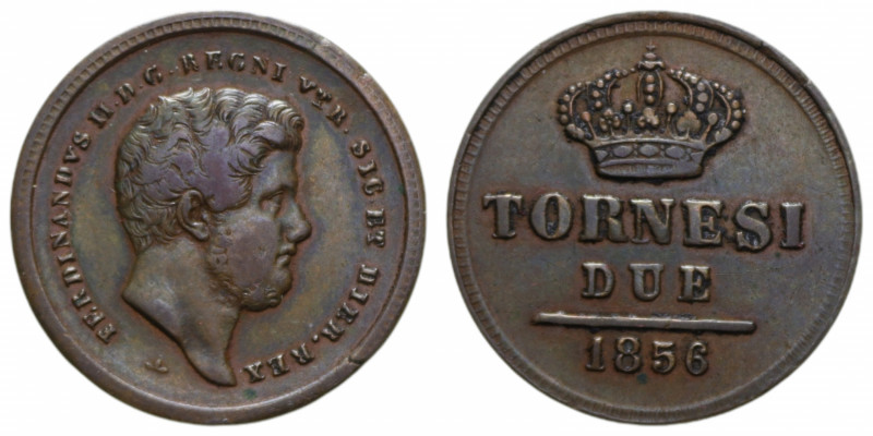 REGNO DELLE DUE SICILIE FERDINANDO II (1830-1859) 2 TORNESI 1856 CU. 6,13 GR. BB...