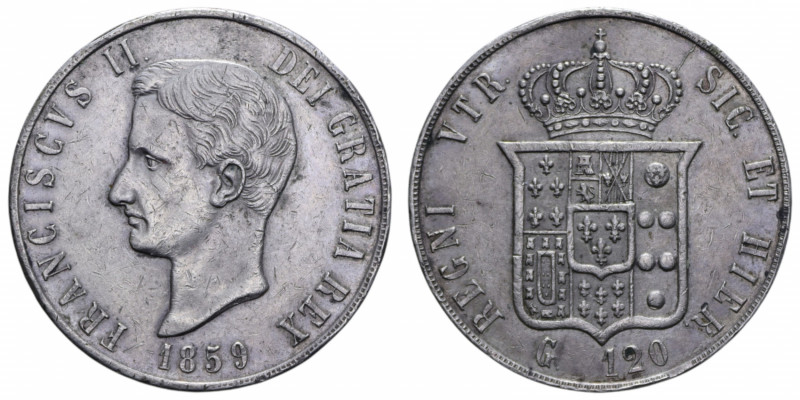 REGNO DELLE DUE SICILIE FRANCESCO II (1859-1860) PIASTRA 120 GRANA 1859 AG. 27,6...