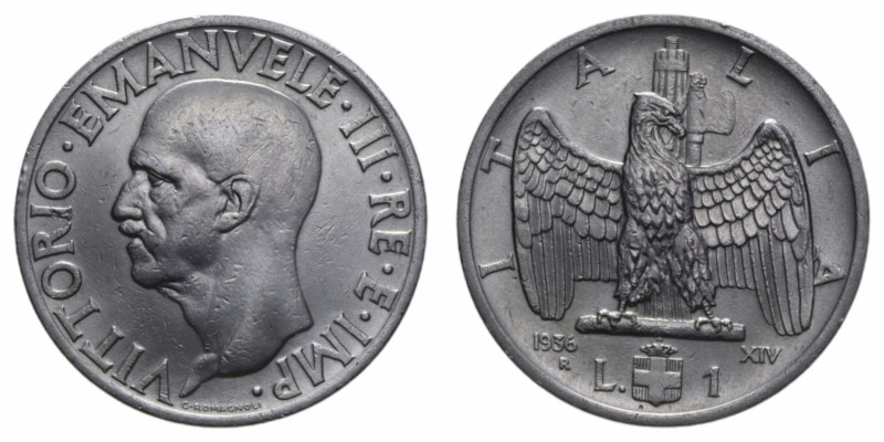 VITT. EMANUELE III (1900-1943) 1 LIRA 1936 IMPERO R NI. 7,91 GR. BB/BB-SPL