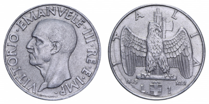 VITT. EMANUELE III (1900-1943) 1 LIRA 1943 IMPERO R AC. 8,07 GR. qSPL (SEGNETTI)