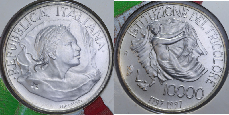 10000 LIRE 1997 TRICOLORE AG. 22 GR. FDC (IN FOLDER)