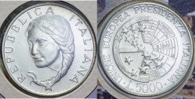 5000 LIRE 1996 PRESIDENZA ITALIANA UE AG. 18 GR. FDC (IN FOLDER MACCHIATO)