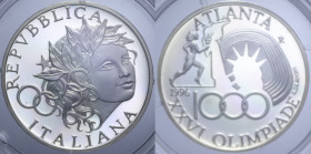 1000 LIRE 1996 OLIMPIADE ATLANTA AG. 14,6 GR. PROOF (IN COFANETTO)