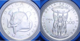 500 LIRE 1984 OLIMPIADE LOS ANGELES AG. 11 GR. FDC (IN CONFEZIONE)