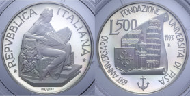 500 LIRE 1993 UNIVERSITA' DI PISA AG. 15 GR. PROOF (IN COFANETTO)