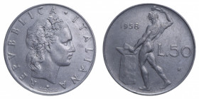50 LIRE 1958 VULCANO NC AC. 6,24 GR. BB