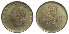 20 LIRE 1968 RAMO DI QUERCIA NC BA. 3,68 GR. qFDC (PATINATO)