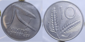 10 LIRE 1991 SPIGHE VAR. ASSE RUOTATO 180° IT. 1,6 GR. FDC (SIGILLATA LUPO)