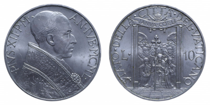 PIO XII (1939-1958) 10 LIRE 1950 ANNO SANTO IT. 3 GR. FDC