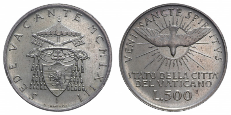 SEDE VACANTE (1963) 500 LIRE 1963 AG. 11 GR. SPL-FDC