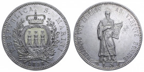 VECCHIA MONETAZIONE 5 LIRE 1898 R AG. 25 GR. qSPL/BB-SPL (SEGNETTI)