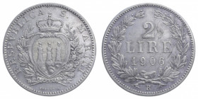 VECCHIA MONETAZIONE 2 LIRE 1906 R AG. 9,98 GR. BB+