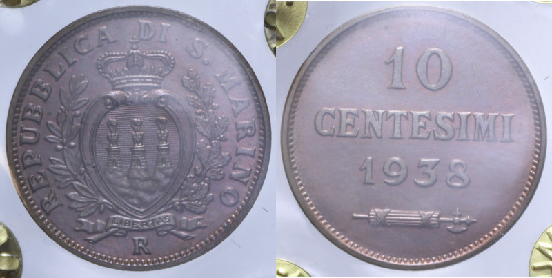 VECCHIA MONETAZIONE 10 CENT. 1938 CU. 5,4 GR. FDC (SIGILLATA FERRARESE)