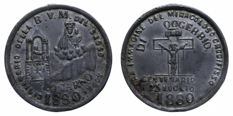 MEDAGLIA DEVOZIONALE 1880 LOCARNO CENTENARIO DELL B.V.M. DEL SASSO SOPRA MB. 5,0...