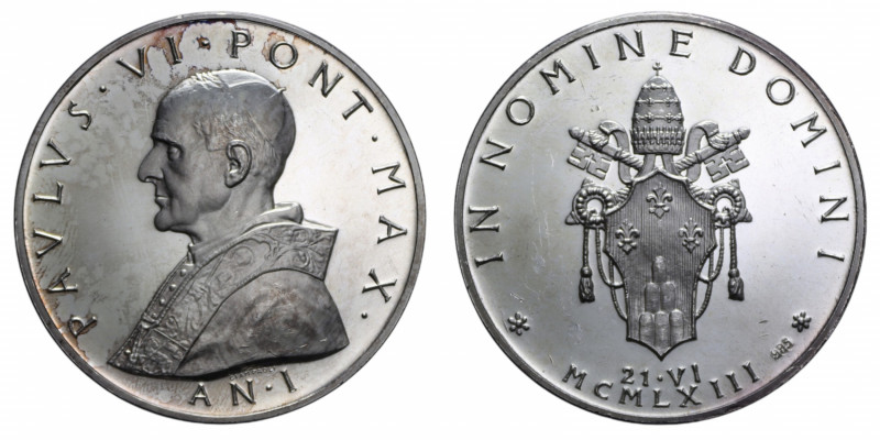 VATICANO PAOLO VI (1963-1978) MEDAGLIA ANNUALE AN. I AG. 38,63 GR. 44 MM. PROOF ...