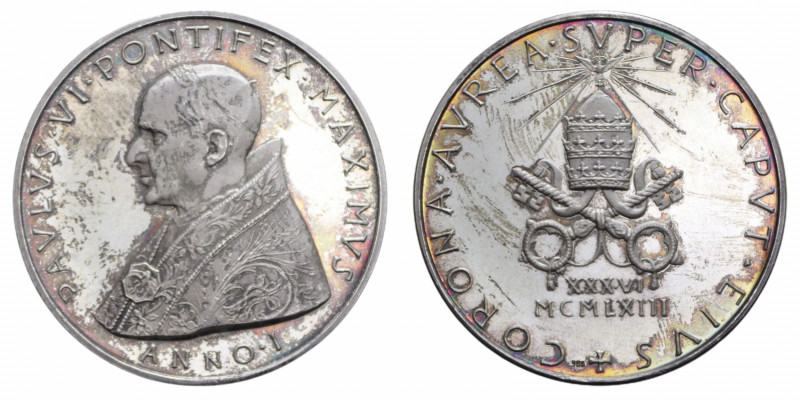 VATICANO PAOLO VI (1963-1978) MEDAGLIA ANNUALE AN. I AG. 35,41 GR. 44 MM. PROOF ...