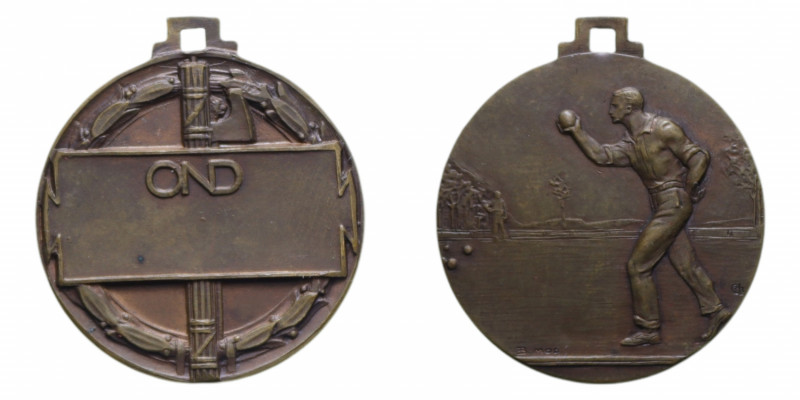 REGNO D'ITALIA MEDAGLIA O.N.D. PREMIO BOCCE AE. 6,08 GR. 24 MM. SPL