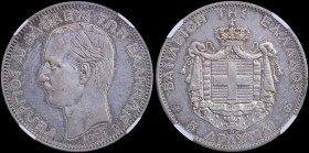 GREECE: 5 Drachmas (1876 A) (type I) in silver with mature head of King George I facing left and inscription "ΓΕΩΡΓΙΟΣ Α! ΒΑΣΙΛΕΥΣ ΤΩΝ ΕΛΛΗΝΩΝ". Insid...