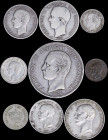 GREECE: Lot of 9 Coins composed of 1 Lepton (1878), 5 Lepta (1894), 20 Lepta (1874), 50 Lepta (1874), 1 Drachma (1873), 1 Drachma (1910), 2 Drachmas (...