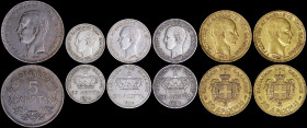 GREECE: Lot of 6 coins composed of 5 Lepta (1878 K) (type II) in copper, 20 Lepta (1874 A) (type I) in silver, 2x 50 Lepta (1874 A) (type I) in silver...