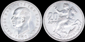 GREECE: Lot composed of 10x 20 Drachmas (1960) in silver (0,835) with head of King Paul facing left and inscription "ΠΑΥΛΟΣ ΒΑΣΙΛΕΥΣ ΤΩΝ ΕΛΛΗΝΩΝ". Per...