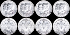GREECE: Lot composed of 4x 30 Drachmas (1964) in silver with conjoined busts of King Constantine II and Queen Anna-Maria facing left commemorating the...